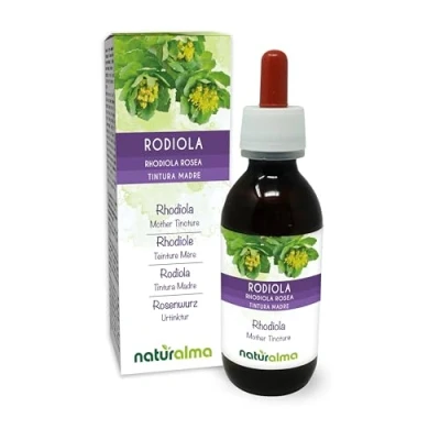 Abbildung von Rosenwurz (Rhodiola rosea oder Sedum roseum) Wurzeln Alkoholfreier Urtinktur Naturalma Flüssig Extrakt Tropfen 120 ml Nahrungsergänzungsmittel Veganer
