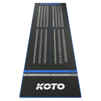 Abbildung von KOTO Carpet Checkout Blau, 285x80cm Dartmatte, Schutz Bodens &amp; Dartpfeile, Mit Score Indikation + Oche