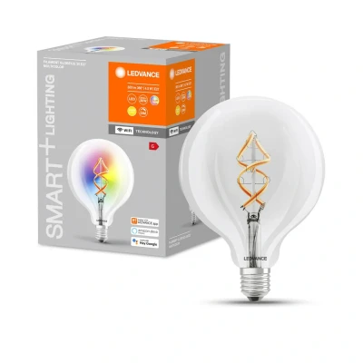Abbildung von LEDVANCE Smarte LED Lampe mit Wifi Technologie, E27, RGB Farben änderbar, Globeform, Farbiges Filament als Stimmungslicht, Ersatz für herkömmliche 30W Glühbirnen, steuerbar Alexa, 1 er