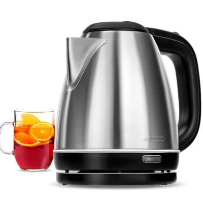 Abbildung von MPM MCZ 84M Elektrischer Wasserkocher, 1600 W, 1 Liter, 0 Dezibel, Edelstahl, silber, 1L