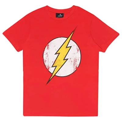 Abbildung von DC Comics The Flash Distressed Logo T Shirt, Kinder, 104 182, Rot, Offizielle Handelsware