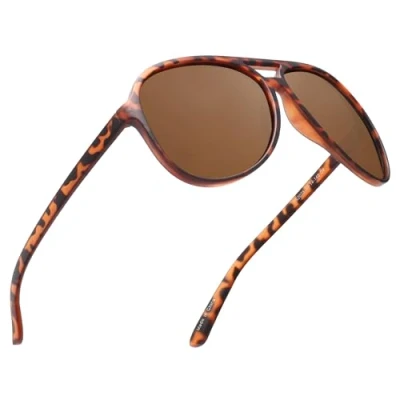 Abbildung von JIM HALO Polarisiert Flieger Sonnenbrille Damen Herren Oversize Plastik Fahren Gläser(Schildkröte Rahmen/Polarisierte Braune Linse)