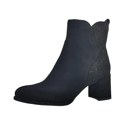 Abbildung von MARCO TOZZI Damen Stiefeletten mit Absatz Spitz Reißverschluss, Schwarz (Black/Gold), 36 EU