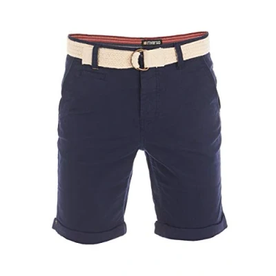 Abbildung von riverso Herren Chino Shorts RIVHenry Gürtel Bermuda Kurze Hose 98% Baumwolle Hellblau Dunkelblau Navy Rot Grün Orange Beige Grau w30 w42, Größe:W 32, Farbe:Wine Red (15400)
