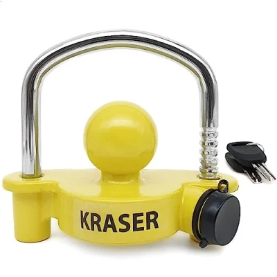 Abbildung von KRASER KR815 Anhängerschloss Anhänger Schloss Anhängerkupplung Diebstahlschutz, Antischlingerkupplung Diebstahlsicherung Gelb