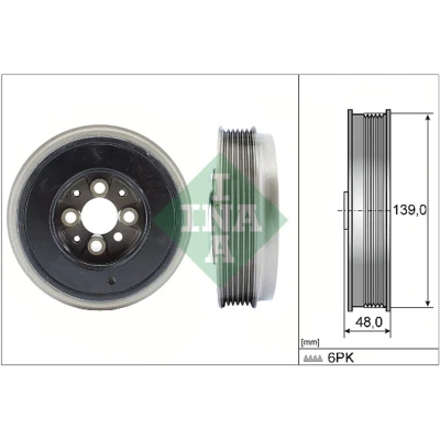 Abbildung von INA 544 0065 10 Kurbelwellenriemenscheibe 139,00 VOLKSWAGEN: Golf 4, Transporter 5, Sharan I, SEAT: Alhambra FORD: Galaxy Mk1 MPV