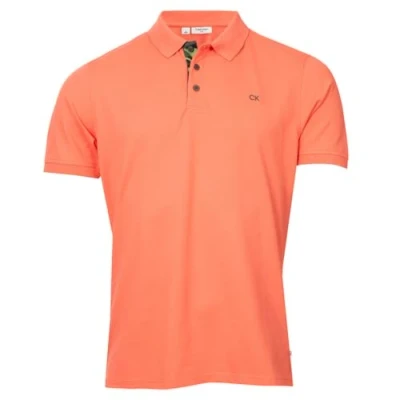 Abbildung von Calvin Klein Herren Campus 3 Knopf Kragen Polo Hemd Pfirsichtarn L