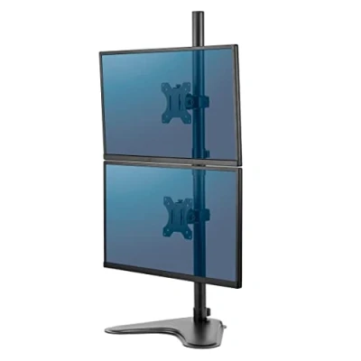 Abbildung von Fellowes Monitorarm Seasa mit Standfuß höhenverstellbar für 2 Monitore übereinander bis je 81,28 cm (32 Zoll) schwarz