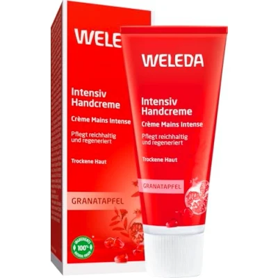 Abbildung von WELEDA Bio Intensiv Handcreme Granatapfel Naturkosmetik Handpflege Creme beugt Pigmentflecken vor, Nachhaltige Feuchtigkeitscreme mit Sheabutter &amp; Orange Vanille Duft für trockene Hände (1x 50ml)