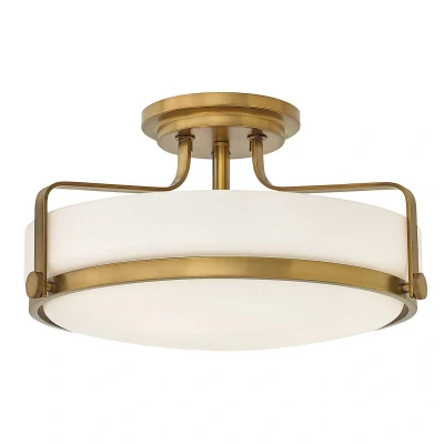 Abbildung von Hinkley HK HARPER SFS HB CS Deckenleuchte E27 3x60W Stahl Messing, Blasenglas klar H:25.3cm Ø36.6cm dimmbar
