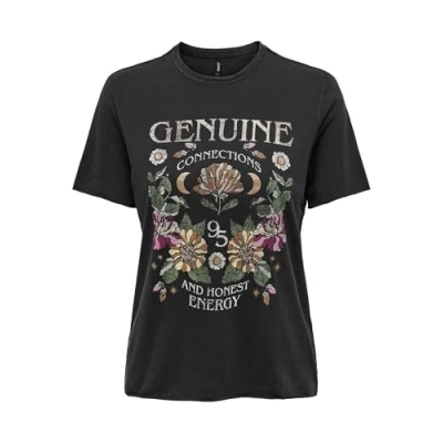 Abbildung von ONLY REG S/S JRS NOOS Tshirt print, Damen, Größe: Medium, Black/genuine