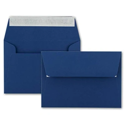 Abbildung von 75x Brief Umschläge B6 Nachtblau 12,5 x 17,5 cm Haftklebung 120 g/m² breite edle Verschluss Lasche hochwertige Einladungs
