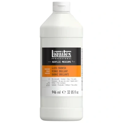 Abbildung von Liquitex 6232 Glanz Firniss, Fixativ für Acrylfarben, glänzender Oberflächenschutz, 946 ml Flasche