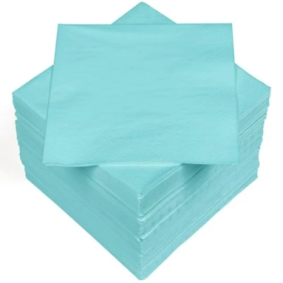 Abbildung von HEKU 100 einfarbige Servietten, 3 lagig, 33x33cm I Einheitliche Qualität für Veranstaltungen &amp; Gastronomie Praktische 5er Packung Hoch saugfähig und stilvoll, hellblau