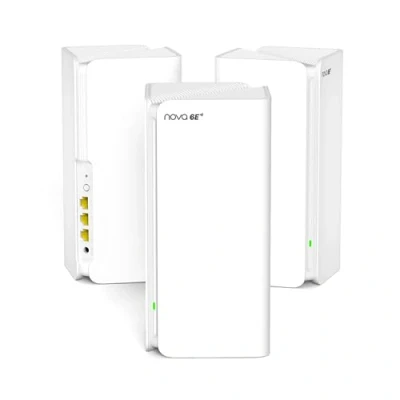 Abbildung von Tenda Nova MX21 Pro Mesh WLAN Wi Fi 6E System, AXE5700 Tri Band(Unterstützt 6G Band) WiFi Repeater &amp; Router Kompatibel mit Amazon Alexa. empfohlen für Häuser 4 7 Schlafzimmern,