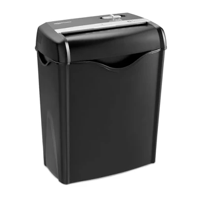 Abbildung von Amazon Basics Aktenvernichter, 5 6 Blätter Querschnitt, für Papier und Plastikkarten, Schwarz
