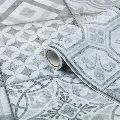 Abbildung von d c fix Möbel Klebefolie Visbi Fliesen Optik grau 45 cm x 1,5 m Möbelfolie selbstklebende Deko Folie Tisch Küche Bad wasserfest Fliesenfolie Mosaik Kachel Muster Vintage Shabby Chic