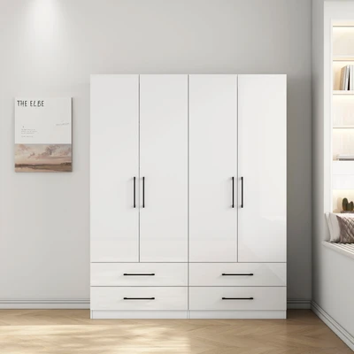 Abbildung von OTTO home Kleiderschrank »Sylt Schlafzimmerschrank Bestseller mit hochglänzenden Fronten«, (Drehtürenschrank 4 Schubladen und Türen), Schrank in Breite 160 viel Stauraum