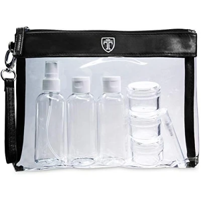 Abbildung von TRAVANDO Kulturbeutel durchsichtig 100ml 1l Kosmetiktasche transparent Kulturtasche Flüssigkeiten Reiseset Handgepäck Flugzeug Reise Flaschen Beutel Zipper Reisebeutel Tasche Behälter