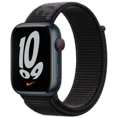 Abbildung von Nike Apple Watch Armband Stoff Schwarz Geeignet für Series 1 9 / SE