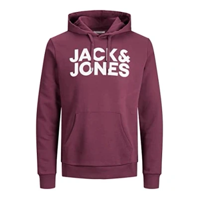Abbildung von JACK &amp; JONES Herren JJECORP Logo Sweat Hood, Port Royale/Large Print/W WHI, XL