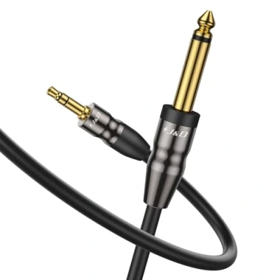 Abbildung von J&amp;D 1/4 Zoll TS bis 3,5 mm TRS Kabel, Schwerlast Kupferschale 6,35 Männlich 1/8 Mono Verbinden Stereo Aux Jack Anpassen r 3 m