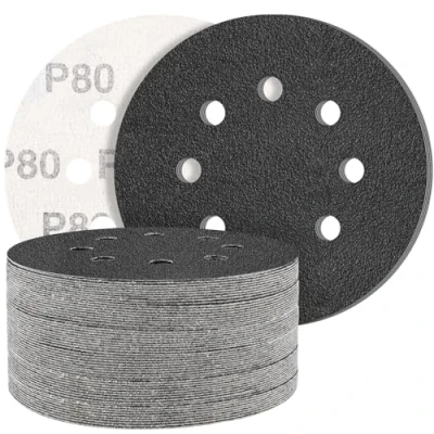 Abbildung von STEBRUAM 50 Stück Siliciumcarbid Schleifpapier 125mm Klett 80 körnung,Profi 125 Rund 8 Loch Nass und Trocken Schleifscheibe,Besten für Metall Autos