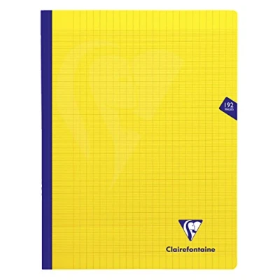 Abbildung von Clairefontaine 349341C Schulheft / Notizbuch Mimesys mit Fadenbindung, DIN A4+ 24x32 cm, 96 Blatt 90g, französische Lineatur, Einband aus PP, Gelb, 1 Stück