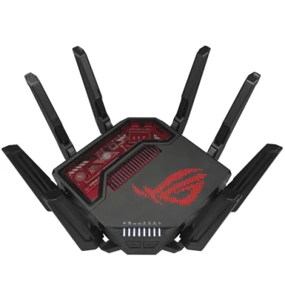 Abbildung von ASUS ROG Rapture GT BE19000 Tri Band WiFi 7 Gaming Router (320MHz Bandbreite &amp; 4096 QAM, MLO, Zwei 10G Ports, AI WAN Erkennung, Triple Level Game Acceleration, Network, Aura RGB, AiMesh)