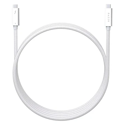 Abbildung von Razer Thunderbolt 4 Kabel Performance (40 GB/s, bis zu 8K Auflösung, 100W Aufladung, Rückwärts kompatibel mit 3) Weiß 0,8M