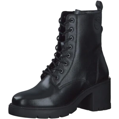 Abbildung von s.Oliver Damen Stiefeletten mit Absatz aus Leder zum Schnüren, Schwarz (Black), 39 EU