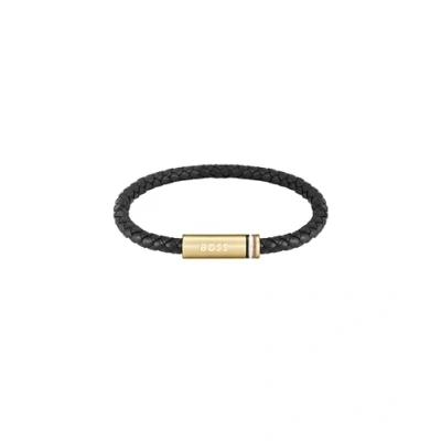 Abbildung von BOSS ARES Single Armband black/goldcoloured, Herren, Größe: One Size, Black/gold coloured