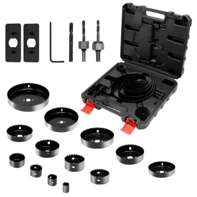 Abbildung von CCLIFE Lochsäge Set Ø19mm 152mm 19tlg Lochbohrer Lochkreissäge Schnitttiefe 25mm für Holz, Kunststoff, Gipskarton