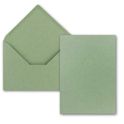 Abbildung von FarbenFroh by GUSTAV NEUSER 25x Einzelkarten Set Kraftpapier mit Briefumschlägen DIN A6 / C6 in Grün 14,8 x 10,5 cm ohne Falz