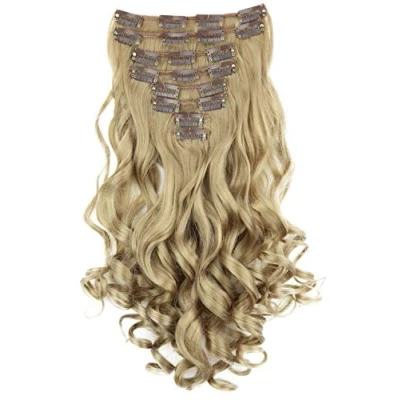 Abbildung von CAISHA XXL 35cm 8 Teile Set CLIP IN EXTENSIONS Haarverlängerung Haarteil Voluminös Gewellt Dunkelblond CES106 1