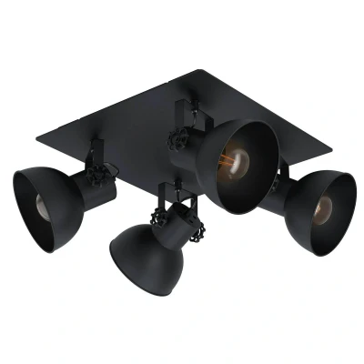 Abbildung von Eglo 43434 Spotleuchte BARNSTAPLE 1 Holz, Stahl schwarz E27 4X40W L:45cm B:45cm dimmbar