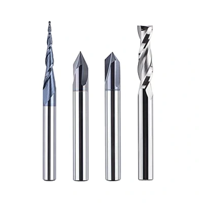 Abbildung von SpeTool 4 Stück Fräser Set 6 MM Schaft Vollhartmetall VHM CNC V Nutfräser für Holz Gravur