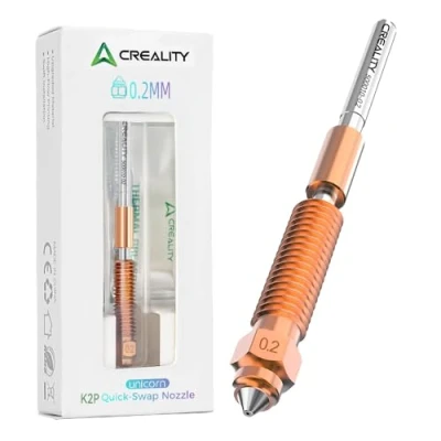Abbildung von Creality K2 Plus Düsen Kit, Original Unicorn Quick Swap 3D Drucker Düse mit Titanium Legierung Hals, Kupfer und gehärtetem Stahl für K2P/Creality Hi Combo Drucker（0,2mm）