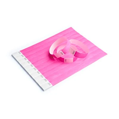 Abbildung von iboo 500 rosa Armbänder aus Tyvek Papier für Kontrolle und Sicherheit Veranstaltungen, Abende, Festivals Reisen Eintrittsarmbänder