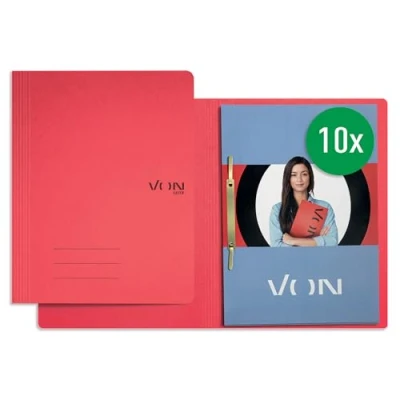 Abbildung von VON Leitz 10er Pack Schnellhefter A4, Karton, Mit Heftmechanik, Für 250 Blatt, Soft Cover, Schule, Studium &amp; Haushalt, Rot, 30130025