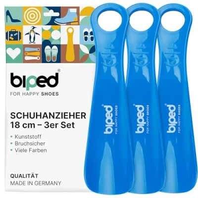 Abbildung von biped 3er Set Schuhanzieher Kunststoff 18 cm Schuhlöffel deutsche Herstellung z1570(blau)