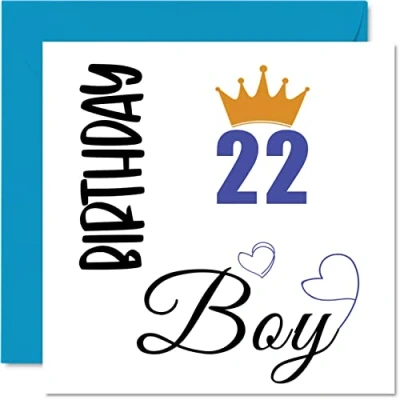 Abbildung von Geburtstagskarte zum 22. Geburtstag für Männer Happy Karten 22 Jahre alten Mann Sohn Bruder Enkel Cousin Freund Neffe, 145 mm x Twenty Two Second Grußkarten Geschenk