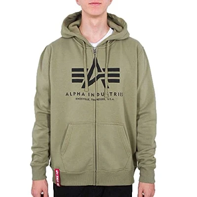 Abbildung von Alpha Industries Basic Hoody Sweatjacke, Herren, Größe: Large, Olive