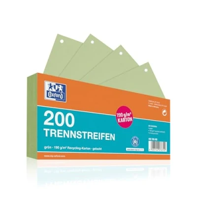 Abbildung von Oxford Trennstreifen, aus Karton, gelocht, 190 g/m², grün, 200 Stück