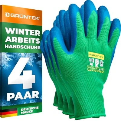 Abbildung von GRÜNTEK Winter Schutzhandschuhe mit Thermo Futter: Wasserdichte Garten und Arbeitshandschuhe für optimalen Kälte Schutz Arbeitsschutz, Innenfutter, Latex
