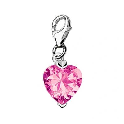 Abbildung von Quiges Charms Anhänger Brillant Rosa Herz Versilbert Damen Schmuck für Bettelarmband