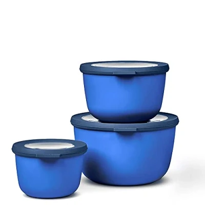 Abbildung von Mepal Multischale Cirqula Round Set 3 teilig Vorratsdosen mit Deckel Geignet als Aufbewahrungsbox, Kuhlschrank, Gefrierschrank &amp; Mikrowellengeschirr 500 ml, 1000 ml 2000 Vivid Blue