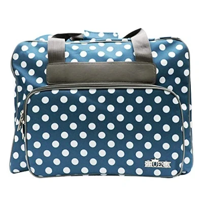 Abbildung von Phönix Taschen für Nähmaschinen 45x21x37cm und Overlockmaschinen 39x32x36cm (Polka Dots Blau, Nähmaschinentasche)