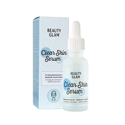 Abbildung von Gesichtsserum gegen Akne &amp; unreine Haut mit 2% Salicylsäure (BHA) für ein klareres Hautbild Vegan, ohne Parfum, Made in Germany, BEAUTY GLAM Clear Skin Serum 30 ml