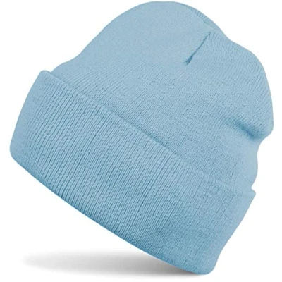 Abbildung von styleBREAKER Unisex Beanie Strickmütze Einfarbig, Feinstrick Mütze doppelt gestrickt, warme Winter Strickbeanie 04024029, Farbe:Hellblau